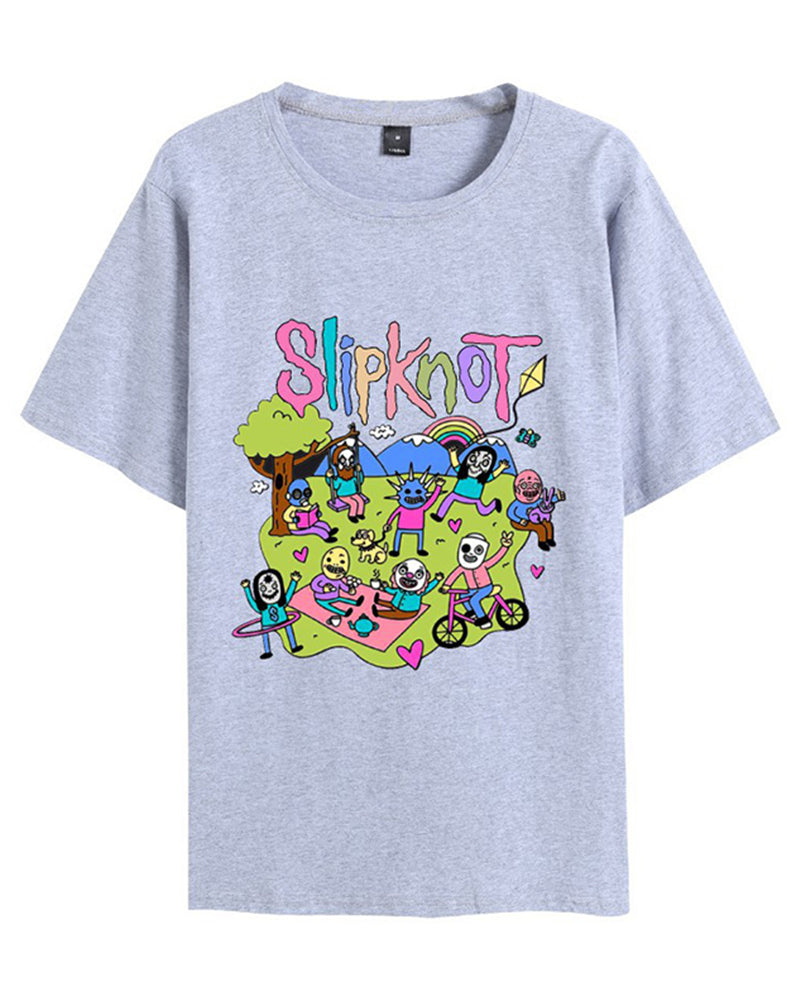 Slipknot Happy Times Printed T-Shirt Cotton and Linen Spring Summer T-SHIRTS