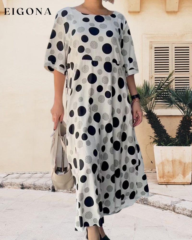 Round Neck Polka Dot Print Dress Casual Dresses Clothes Dresses SALE Spring Summer