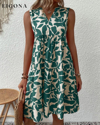 Leaves Print Sleeveless Dress 23BF Casual Dresses Clothes Dresses Spring Summer