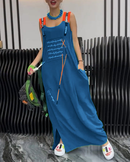 Ärmelloses Kleid mit personalisiertem Buchstabendruck