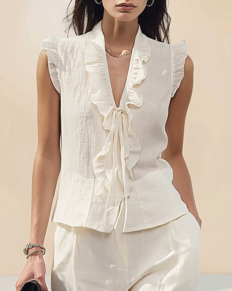 Elegant Strappy Ruffle Blouse