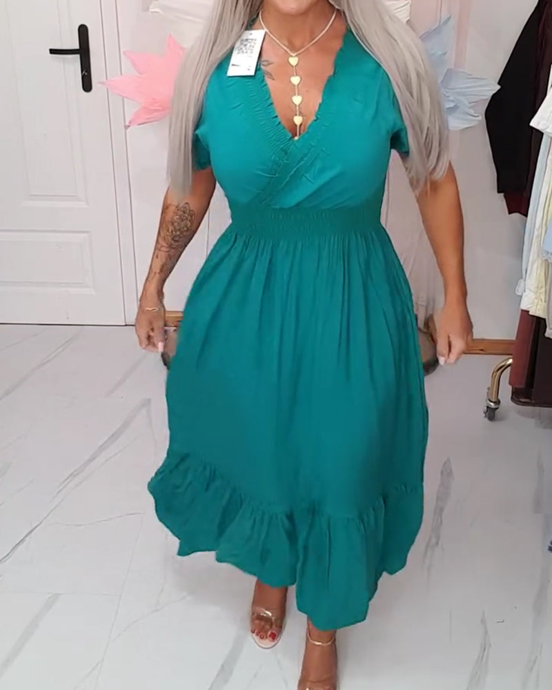 Elegant V-Neck A-Line Dress