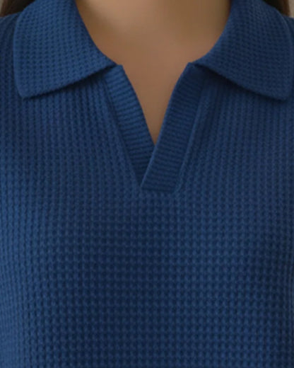 Polo Collar Waffle Sweatshirt