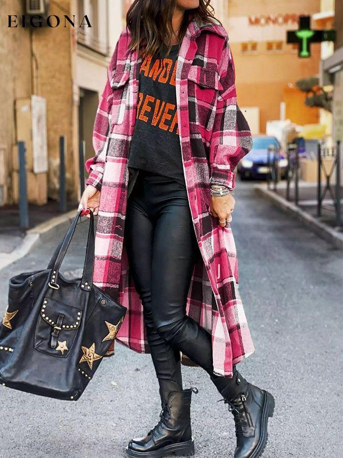 Fashion Long Sleeve Plaid Jacket top tops winter sale