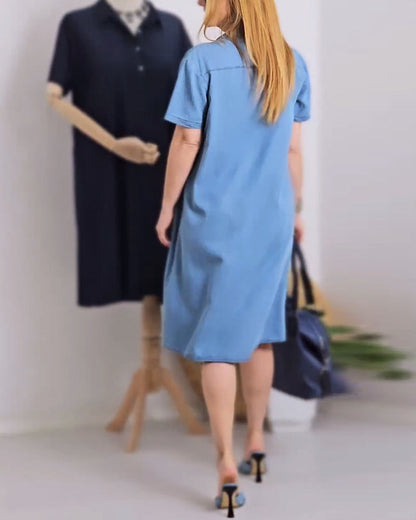 Lapel denim casual dress casual dresses summer