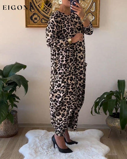 Elegant leopard print Pocket dress 2023 f/w 23BF casual dresses Clothes Dresses