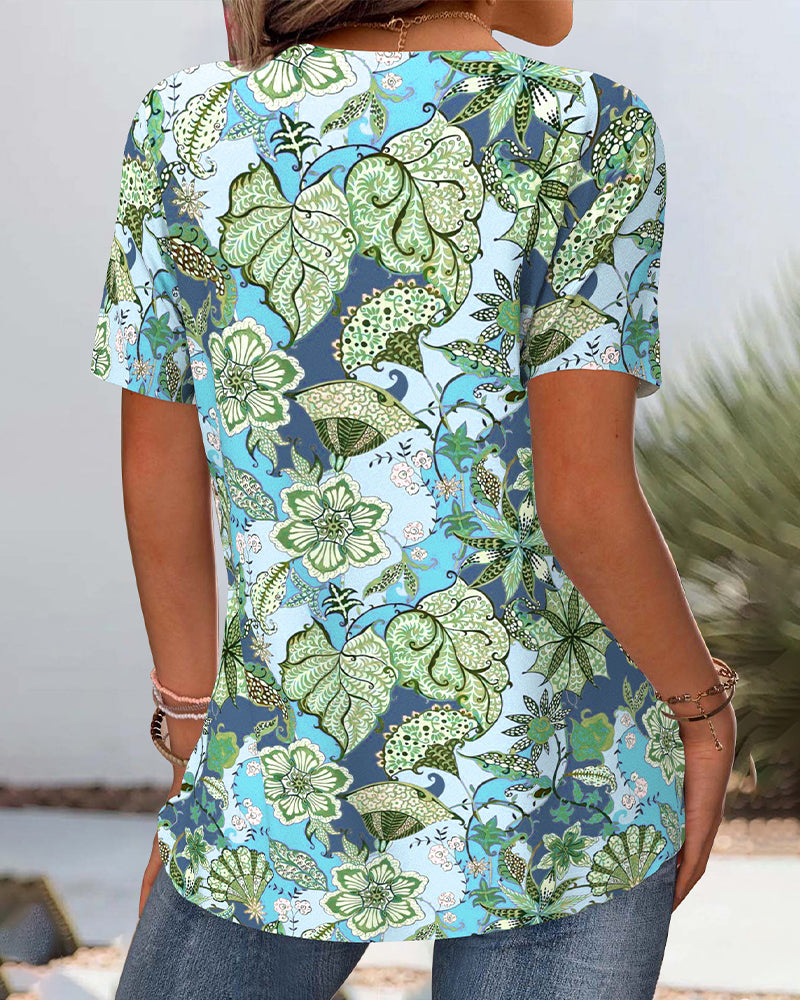 Blusa coordinata floreale a maniche corte