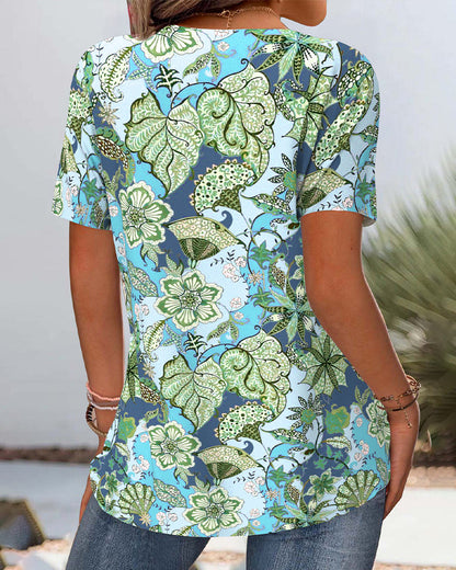 Blusa coordinata floreale a maniche corte