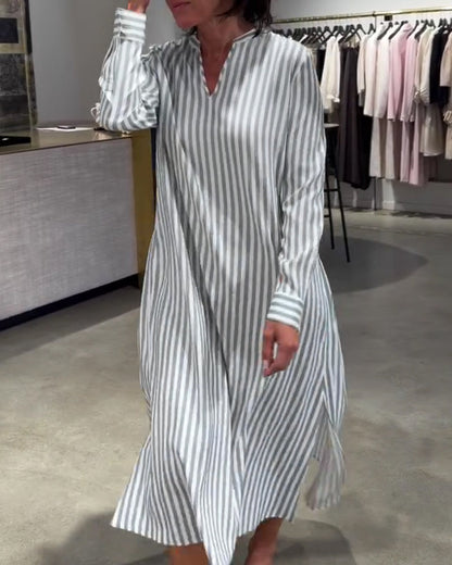 Striped Side Slit Maxi Dress