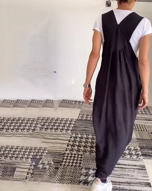 Lässiges, einfarbiges Hosenträgerkleid