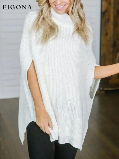 Turtleneck Slit Sleeveless Sweater A@Y@M clothes Ship From Overseas sweater sweaters Sweatshirt