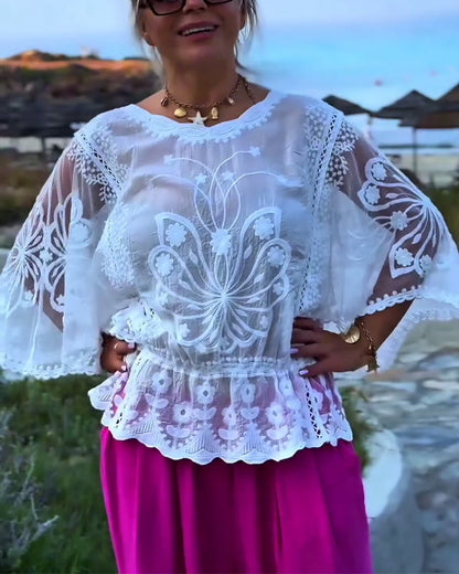 Einfarbige modische Bluse