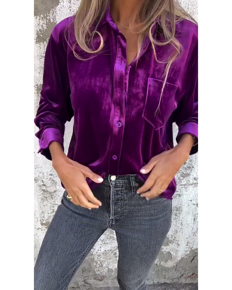 Casual lapel solid color button shirt 2023 f/w blouses & shirts spring