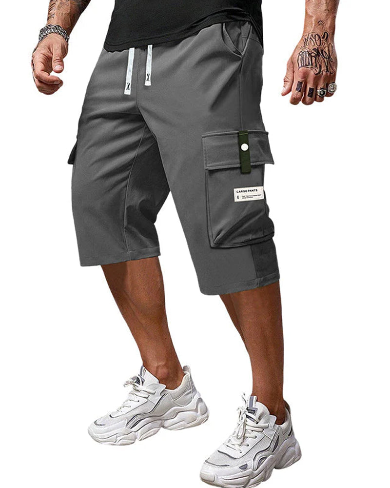 Men's Casual Drawstring Capri Cargo Pants