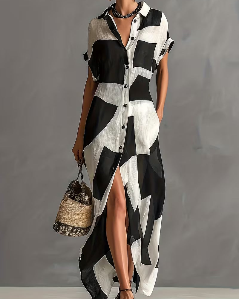Stylish Geometric Shirt Dress