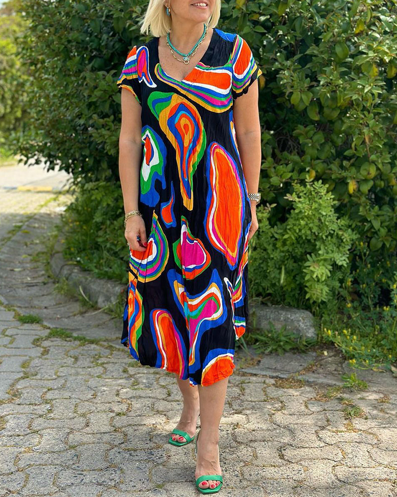 Colorful printed casual dress casual dresses summer