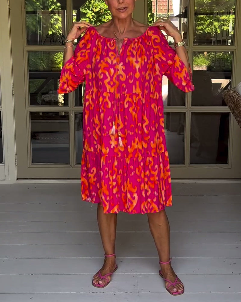 Lockeres Kleid mit Glockenärmeln und Print