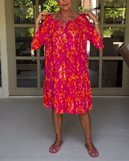 Lockeres Kleid mit Glockenärmeln und Print