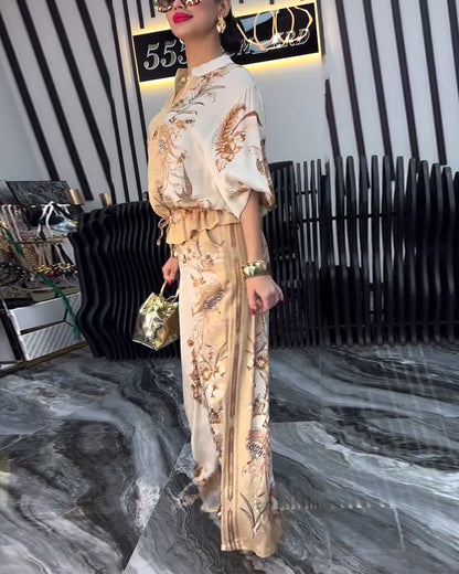 Abito a gamba larga con cerniera e colletto rialzato