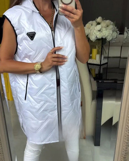 Hooded Padded Long Vest Jacket