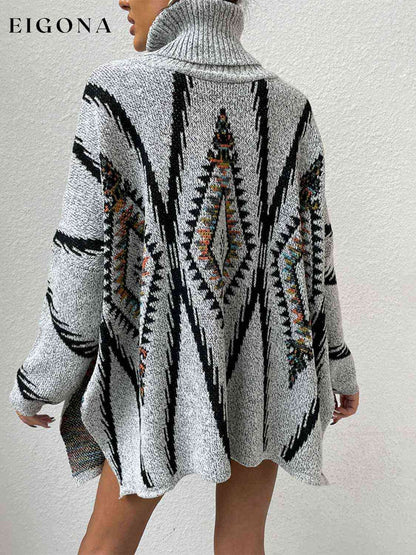 Turtleneck Slit Geometric Sweater clothes Romantichut Ship From Overseas sweater sweaters