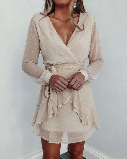 V-Neck Three-Dimensional Flower All-Match Dress