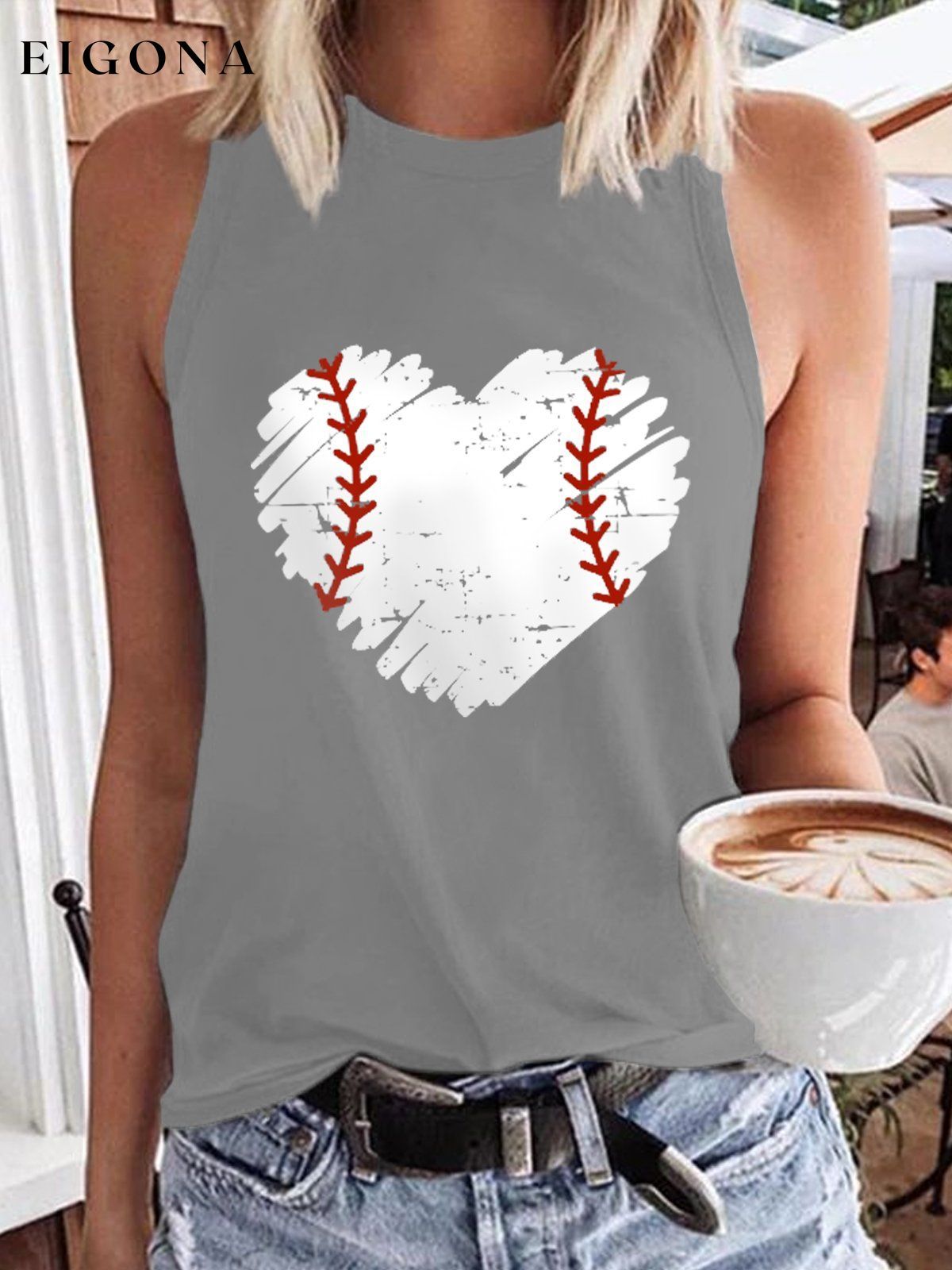 Women's Baseball Love-Heart Sleeveless Tee ball print