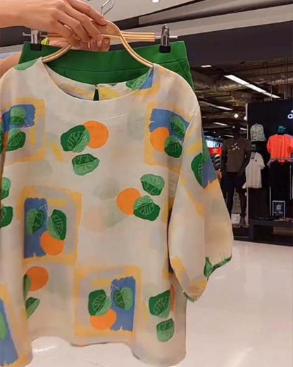 Lässiger Anzug mit Dreiviertelärmeln und Shorts