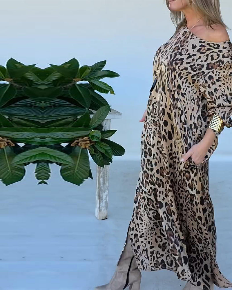 Fashionable Leopard Print Maxi Dress