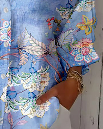 Fashion Printed Spread Collar Shirt