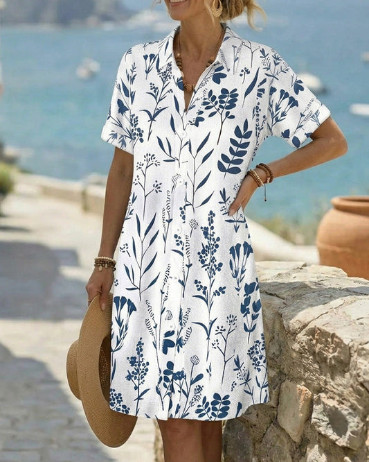 Fresh Botanical Print A-Line Dress