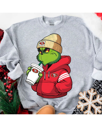 The Grinch Boy San Francisco 49ers Printed Sweatshirt 2024 f/w Christmas Grinch sweatshirts