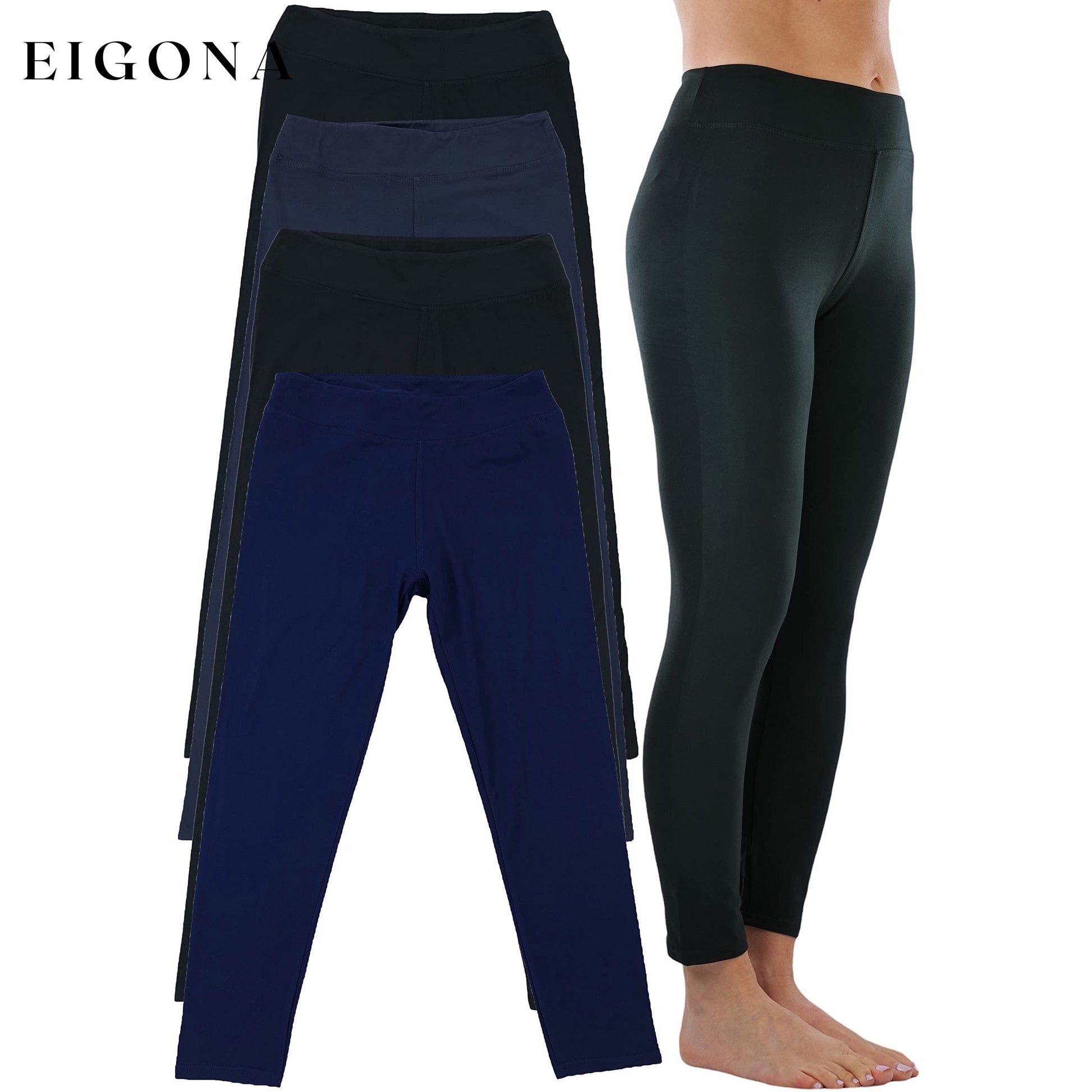 4-Pack: Women's Full Length High Waisted Stretchy Microfiber Leggings Dark Blue __stock:100 bottoms refund_fee:1800