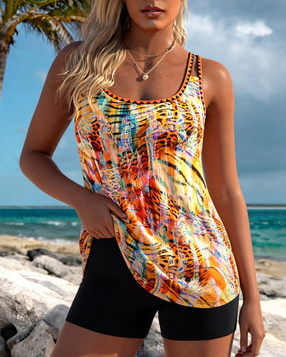 Colorful Leopard Print Tankini