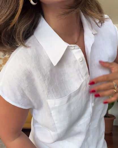 Pantaloni casual da completo in cotone e lino tinta unita