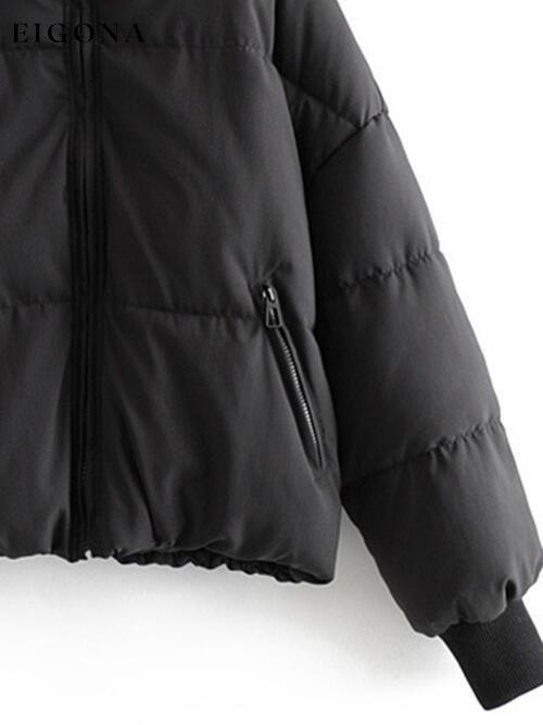 Zip Up Drawstring Winter Coat with Pockets clothes K&BZ Ship From Overseas