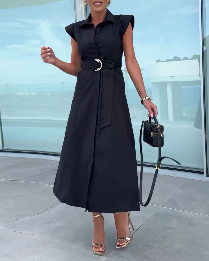 Sleeveless lapel solid color dress casual dresses summer