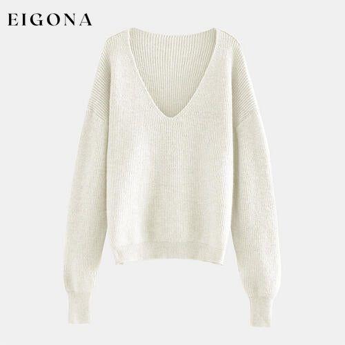 V-Neck Dropped Shoulder Long Sleeve Sweater clothes Ship From Overseas Sweater sweaters Sweatshirt T*Y