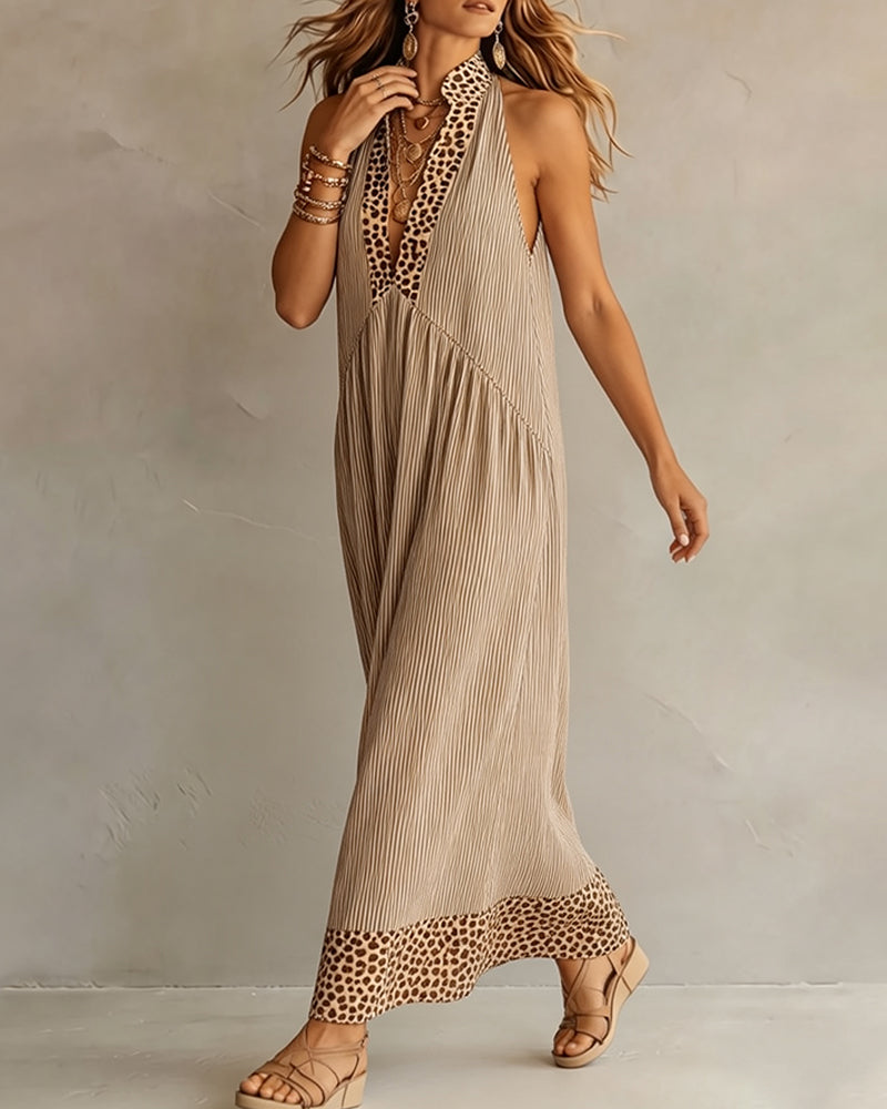 Sleeveless Leopard Print Maxi Dress