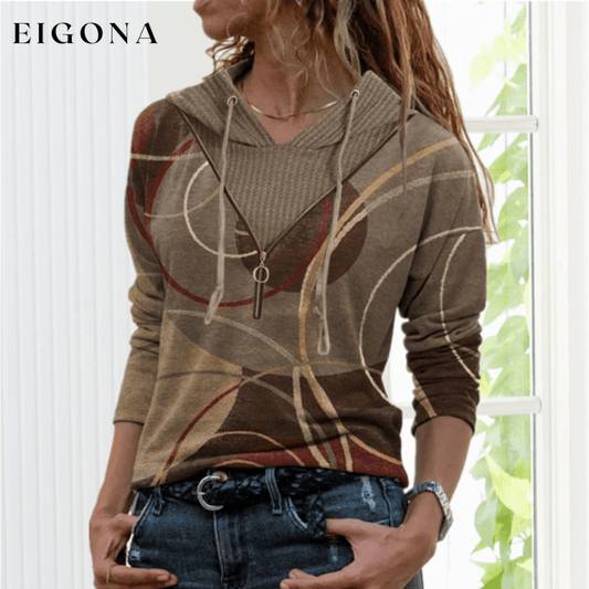 Casual Hooded Patchwork Shirt Brown Best Sellings clothes Plus Size Sale tops Topseller