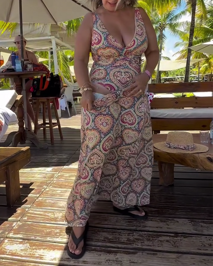 Trägerloser Badeanzug mit Herz-Urlaubs-Print