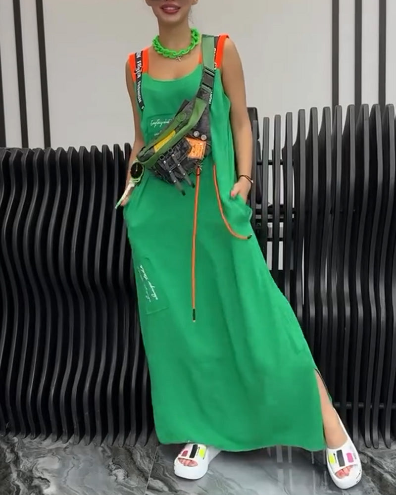 Ärmelloses Kleid mit personalisiertem Buchstabendruck