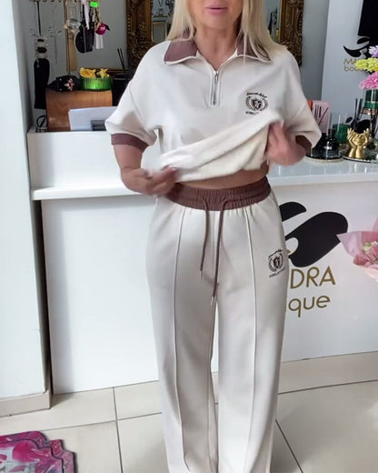 Lässiger Polo-Sportanzug in Kontrastfarbe