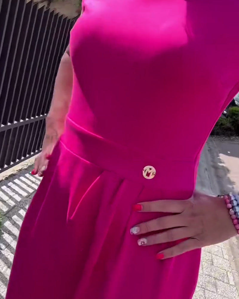 Kurzarmkleid mit halbem Rollkragen