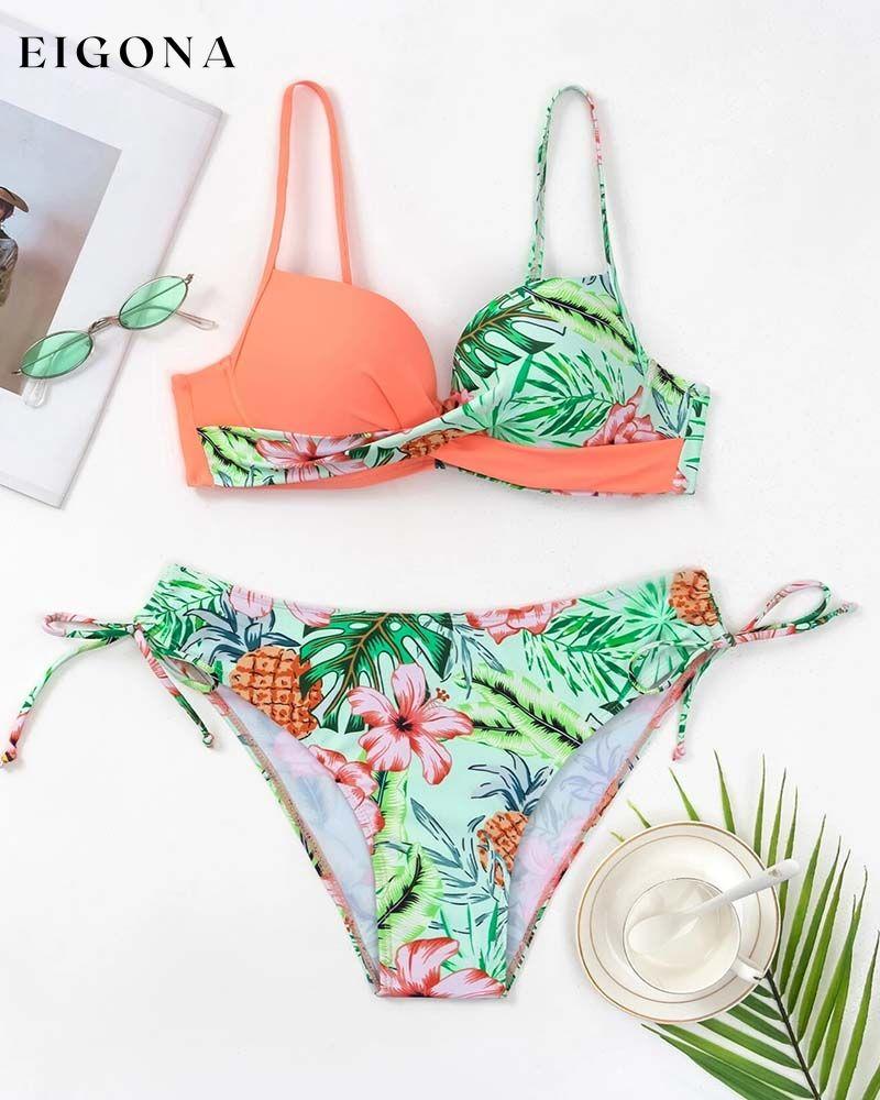 Cross-chest printed bikini swimsuit bikinis summer