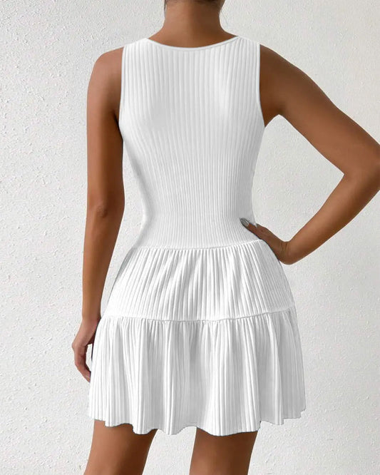 Sexy Strapskleid in Volltonfarbe mit Hohlsaum