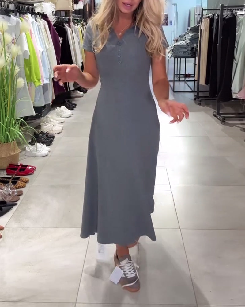 A-Linien-Kleid mit lässiger Taille und Polokragen