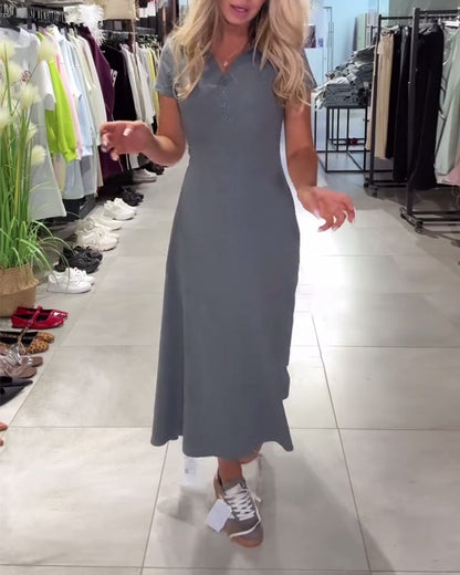 A-Linien-Kleid mit lässiger Taille und Polokragen