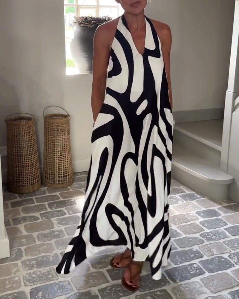 Temperament Neckholder Geometrisch Langes Kleid