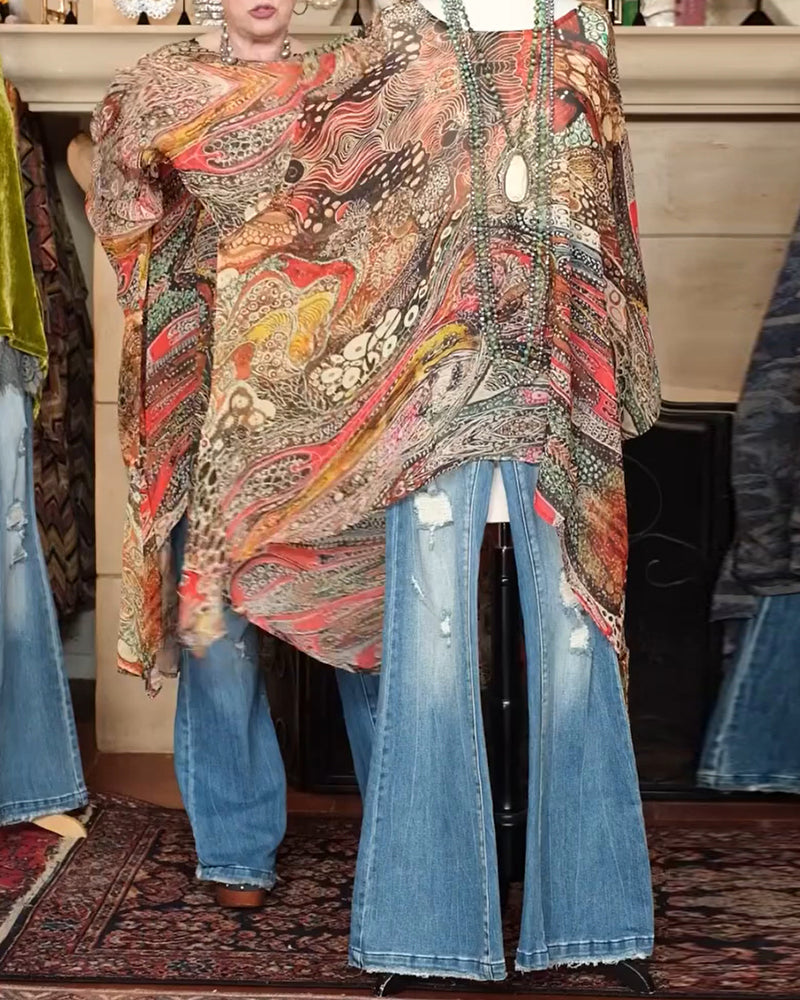 Lockere Bluse mit Fledermausärmeln